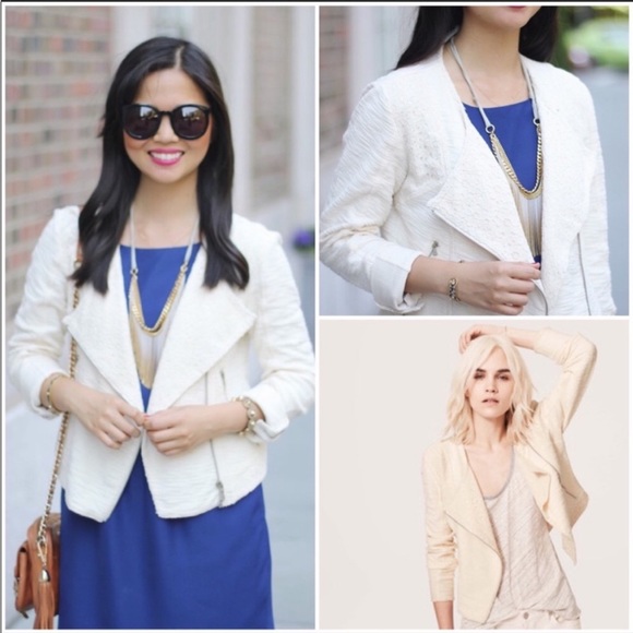 Lou & grey off white Moto jacket crochet zip Large asymmetrical jacket Crop - Picture 15 of 15